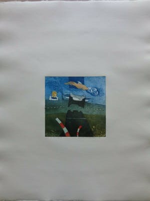 Michel van Overbeeke - ON MY WAY II / KLEURETS + GOUDOPDRUK / 65x50cm / SIG / 1996 kopen? Bied vanaf 30!