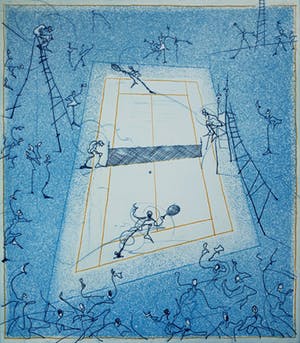 Ronald Tolman - Tennis, aquatint ets (mooi ingelijst) kopen? Bied vanaf 100!