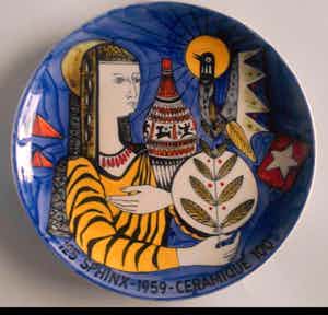 Societe Ceramique - Jubileum bord Sphinx en Ceramique Maastricht 1959 verkocht voor € 40!