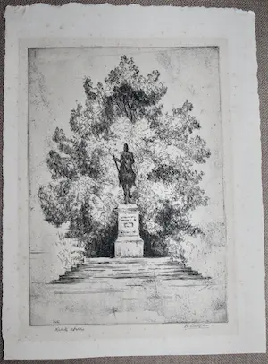 Dick van Luijn - Ets Ruiterbeeld kopen? Bied vanaf 25!