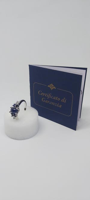 18 karaat witgouden ring met saffieren 3.0 ct en diamanten 0.10 ct kopen? Bied vanaf 450!