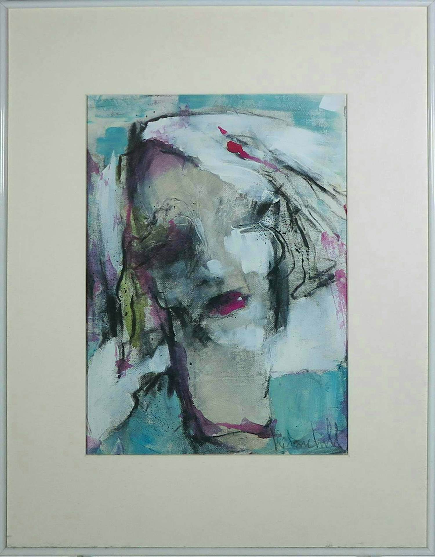 Helene Hill - Gemengde techniek op board, Zonder titel - Ingelijst verkocht voor € 70!