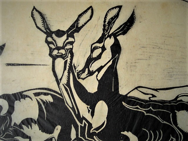 Leopold Herman Daniel van Dorp - grote Amsterdamse School 1930 Houtsnede "roedel Herten" gesigneerd  kopen? Bied vanaf 1!