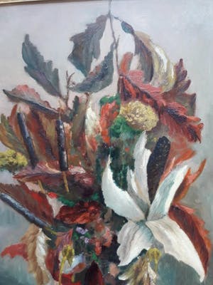 Niet of onleesbaar gesigneerd - Bloemstilleven in koperen kolenkit. kopen? Bied vanaf 10!