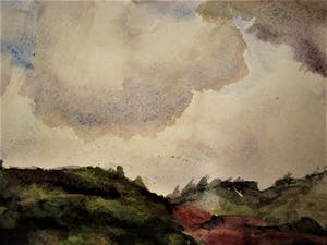 Jaap Sax - Bergense School - Aquarel - regenwolken boven Kennemerduinen - gesigneerd kopen? Bied vanaf 30!