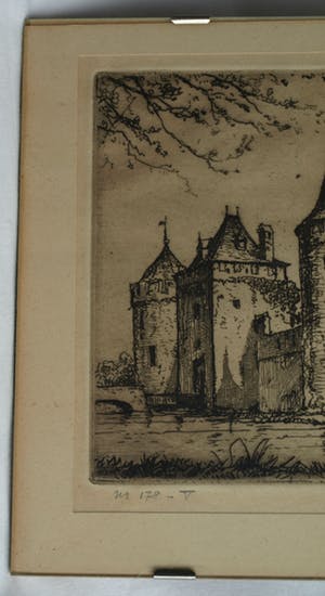 Jan Poortenaar - 2 x Ets , Molen en Kasteel – gesigneerd – ca 1930 kopen? Bied vanaf 35!