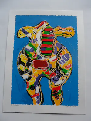 Peter Diem - Zeefdruk, Bonte koe kopen? Bied vanaf 30!