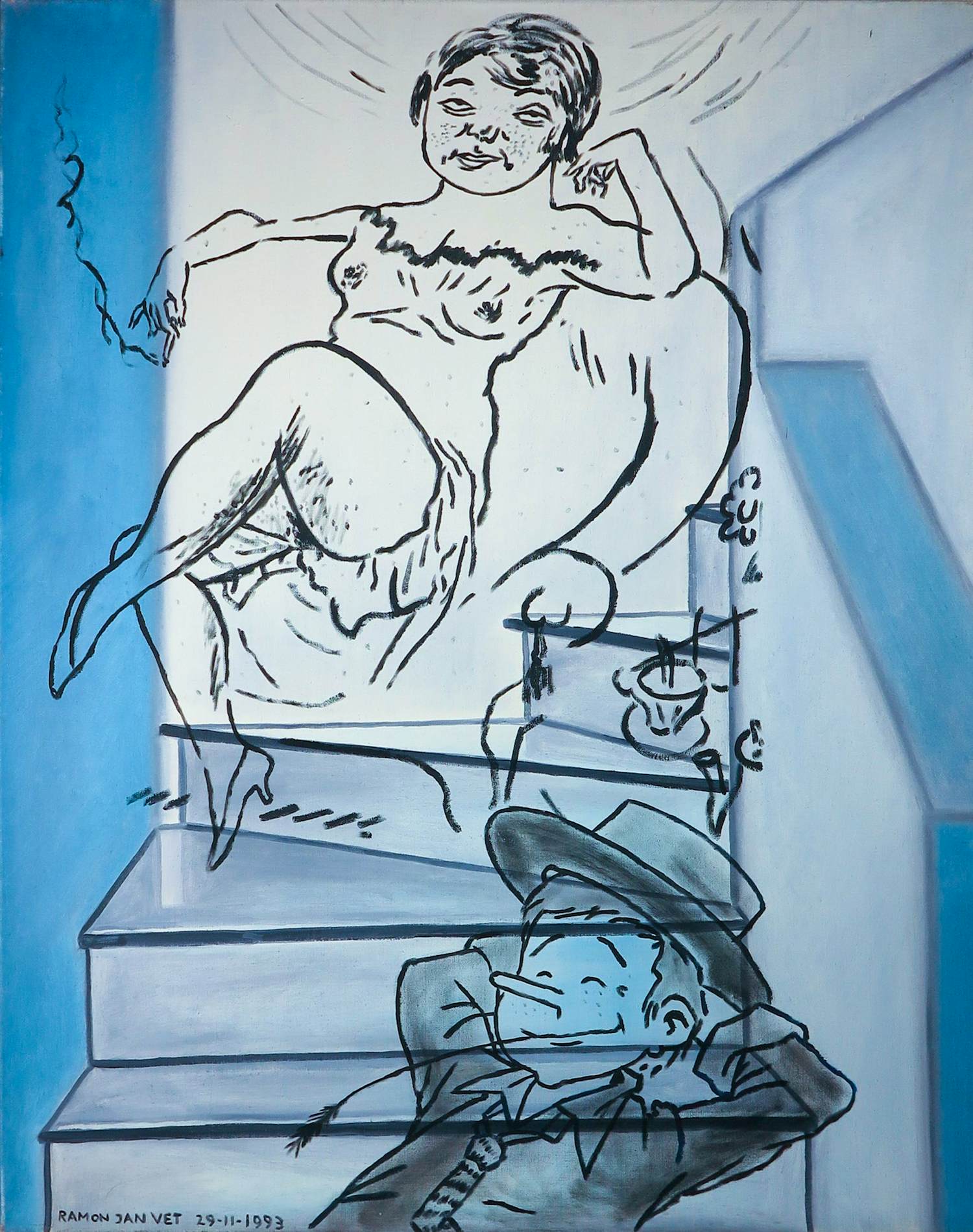 Ramon Jan Vet - Olieverf op doek, Lekker relaxen kopen? Bied vanaf 150!