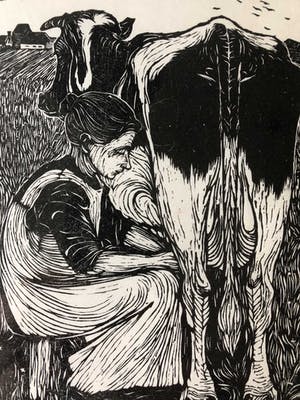 Jan Mankes - Houtsnede Koemelkster kopen? Bied vanaf 295!