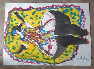 Anton Heyboer - Rustende Can Can Danseres - Gouache en krijt - Jaren 90 kopen? Bied vanaf 395!