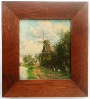 Hendricus Veenendaal - Hendrik Veenendaal (1886-1972) | Dorpsgezicht met molen verkocht voor € 50!