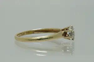 50- Klassieke 14 Krt geel-gouden rozet ring met 6 briljanten (0.10ct) diamant kopen? Bied vanaf 80!