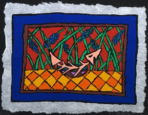 Piet Quekel - Lot van drie gouaches op rijstpapier, A spermwhale kopen? Bied vanaf 40!