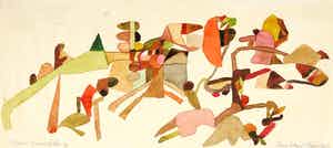 Henri Plaat - Gouache, Ontwerp muurschildering verkocht voor € 35!