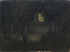 Henri van Daalhoff - Olieverf op paneel, Figuur buiten bij raam kopen? Bied vanaf 60!