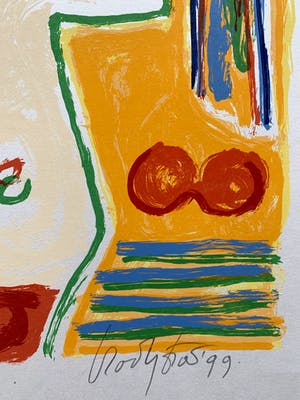 Keimpe Kootstra - Kleurenzeefdruk | 'Het gesprek van de dag III' - 1999 kopen? Bied vanaf 45!