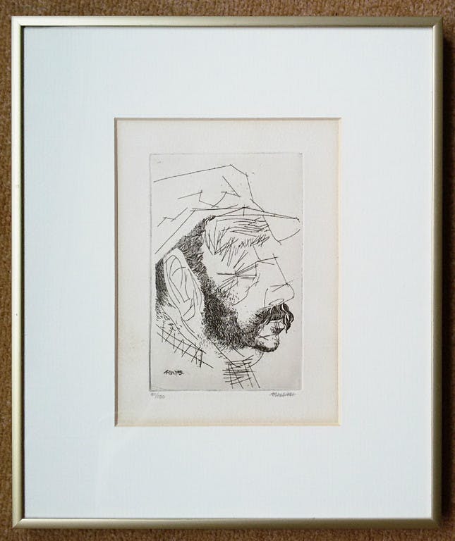 Theo Bitter - Bebaarde man met hoed, ets (ingelijst) kopen? Bied vanaf 35!