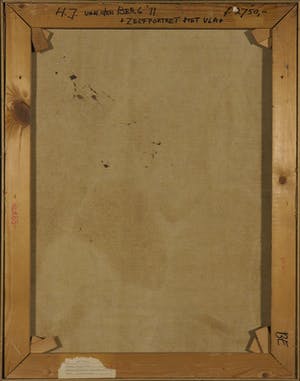 H. J. van den Berg - Olieverf op doek, Zelfportret met vla - Ingelijst kopen? Bied vanaf 50!