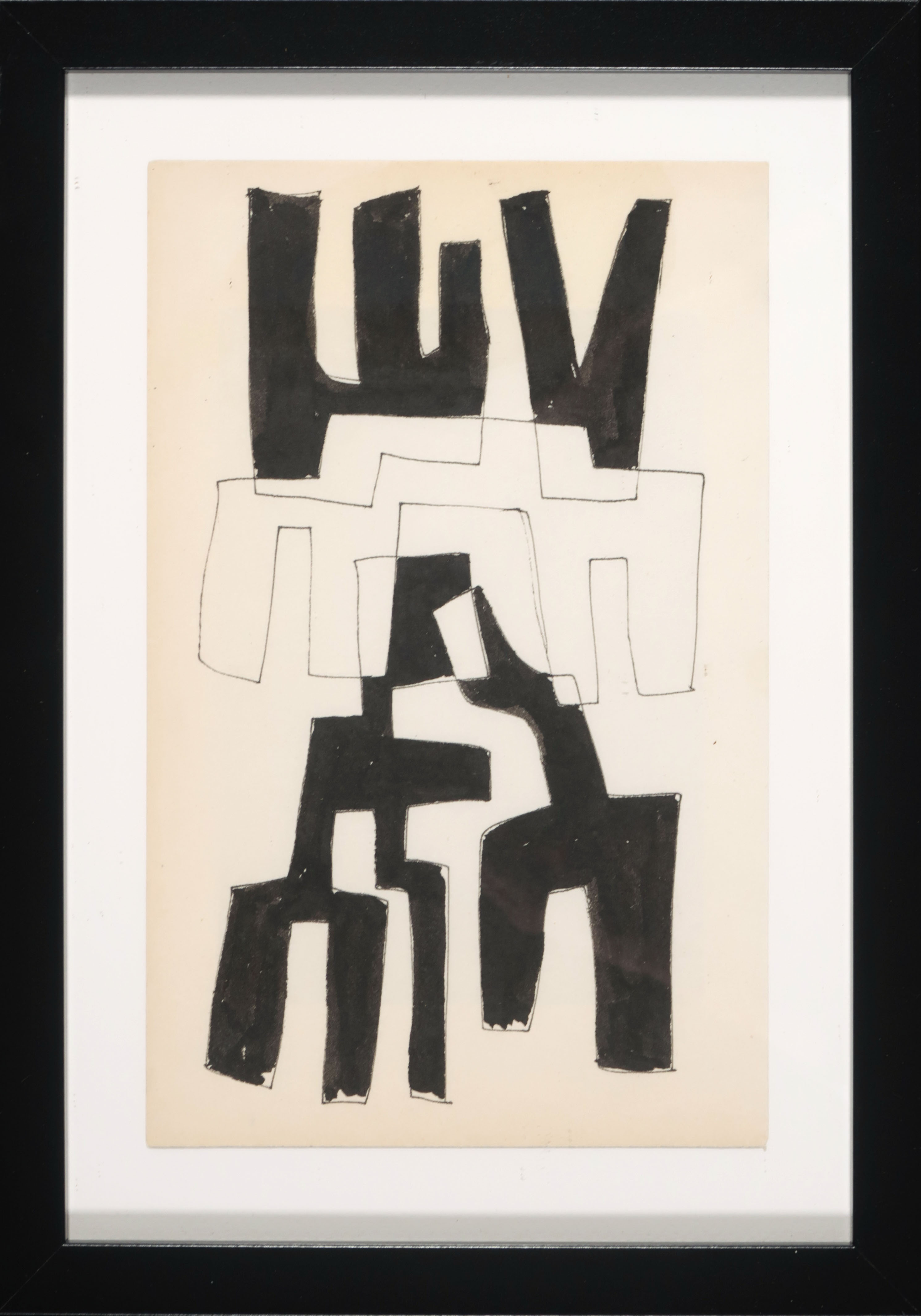 Siep van den Berg - Inkttekening, Abstracte voorstelling - Ingelijst kopen? Bied vanaf 70!