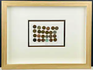 Jan Henderikse - Originele tekening met collage van munten, fraai ingelijst verkauft für € 351!