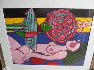 Corneille - Litho, Titel, Nu a la Rose . nieuw ingelijst kopen? Bied vanaf 325!