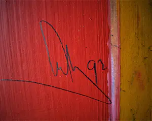 Arty Grimm - GROOT expressionistisch olieverf op board - abstracte compositie - 1992 kopen? Bied vanaf 1!