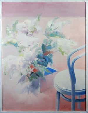 Franscz Witte - Acryl op doek, Verliefde bloemen- Ingelijst verkocht voor € 1!