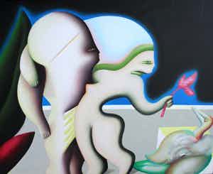 Jorg Reme - groot olieverf op doek: Ontmoeting - 1994 verkocht voor € 795!