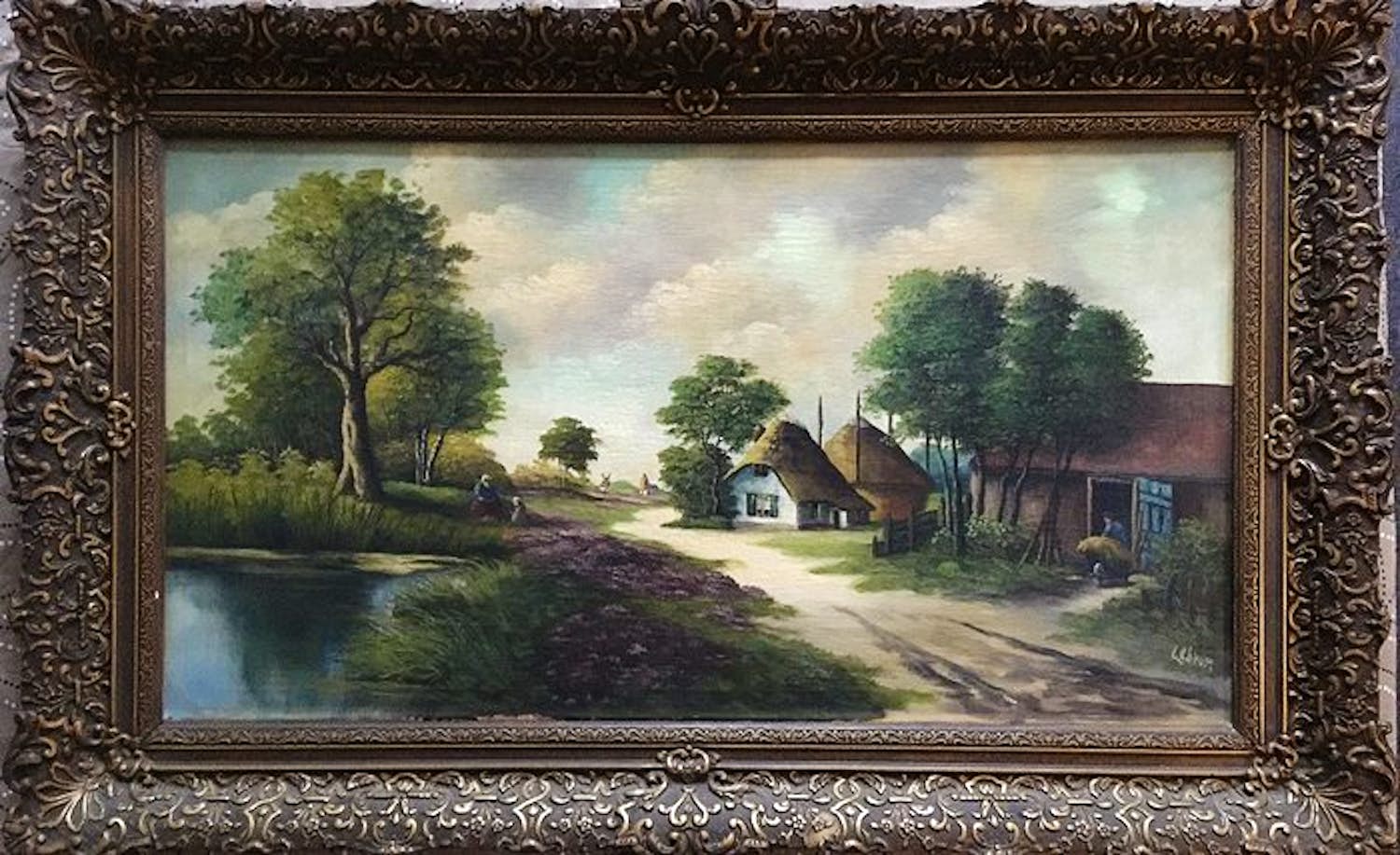 Niet of onleesbaar gesigneerd - Lebrun - 'Landschap met boerderij' kopen? Bied vanaf 1!