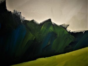 Jocke Overwater - GROOT! Acrylverf op doek "Blauwe Klaprozen in weids Landschap" gesigneerd kopen? Bied vanaf 10!