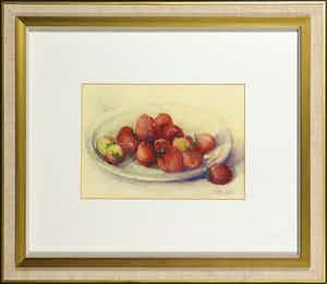 Willem Jansen - Aquarel, Stilleven met aardbeien verkocht voor € 40!