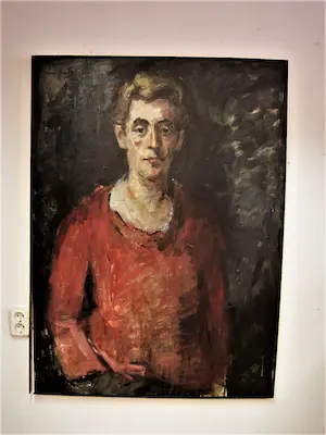 Niet of onleesbaar gesigneerd - GROOT impressionistisch olieverf "Man in rode trui" gesigneerd kopen? Bied vanaf 1!