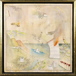 Pim Leefsma - Olieverf op paneel, Verslag van een fietstochtje (...) met Henri Plaat kopen? Bied vanaf 150!