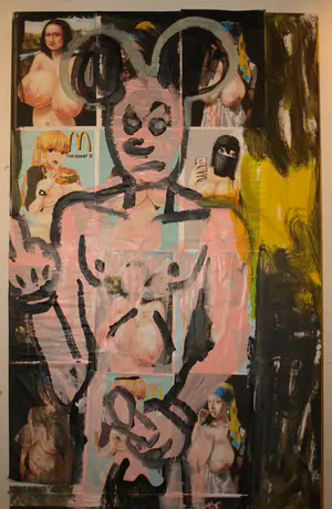 Peter Klashorst - Acrylverf en collage op doek – GROOT , 195 x 75 cm - 2021 kopen? Bied vanaf 1!