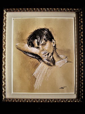 Niet of onleesbaar gesigneerd - Fraaie gemengde techniek "portret van jonge jongen" mooi ingelijst! kopen? Bied vanaf 1!