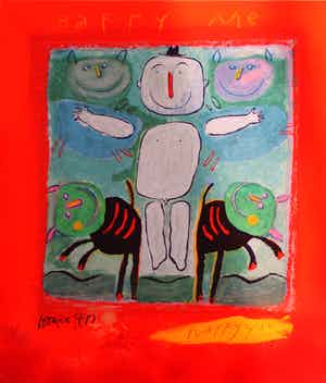 Wouter Stips - Acrylverf op board: Happy me, Happy you verkocht voor € 495!