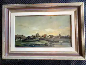 Antoon Markus - Riviergezicht met scheepshelling verkocht voor € 85!