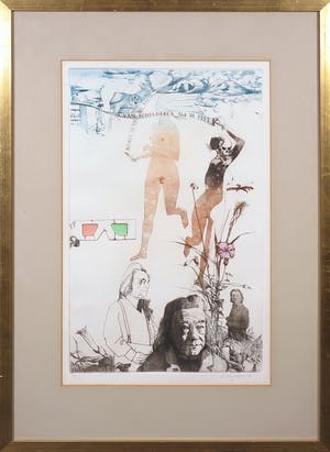 Nicolaas Wijnberg - Ingekleurde ets, Hommage aan Melle - Ingelijst kopen? Bied vanaf 70!