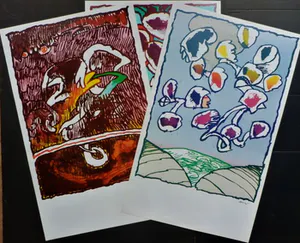 Pierre Alechinsky - Set van DRIE Kleurenoffset-litho,s. PARIS--GREAT en GALACTIC kopen? Bied vanaf 1!