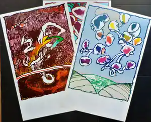 Pierre Alechinsky - Set van DRIE Kleurenoffset-litho,s. PARIS--GREAT en GALACTIC verkocht voor € 1!