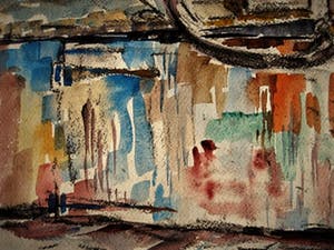 Niet of onleesbaar gesigneerd - Gesigneerd impressionistisch Aquarel "Elburg - interieur oude Apotheek" kopen? Bied vanaf 1!