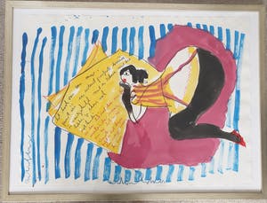 Anton Heyboer - Lezende Can Can Danseres - Gouache en krijt - Jaren 90 kopen? Bied vanaf 395!