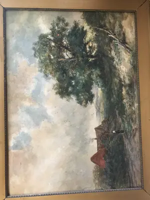 Niet of onleesbaar gesigneerd - Landschap met een wandelaar kopen? Bied vanaf 1!