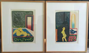 Tom Thijsse - set van 2 prachtige houtsnedes - ingelijst kopen? Bied vanaf 85!