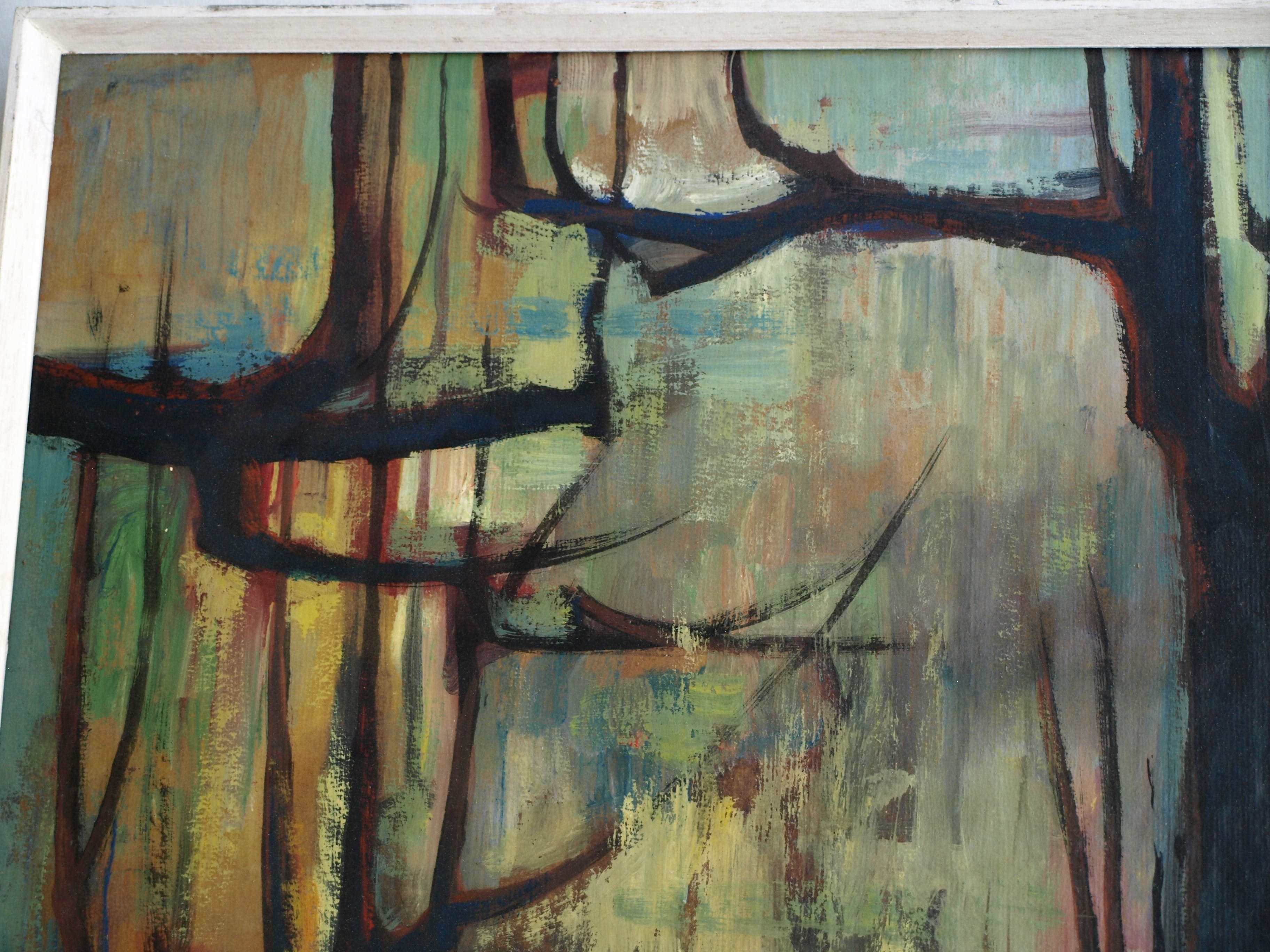 Klaas Pijlman - Olieverf op board , Bosgezicht – ingelijst – 1960 – ‘Bergense School’ kopen? Bied vanaf 190!