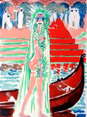Kees van Dongen - Houtgravure - 1955 - "Gerbe -de - Perles " - uit " 1001 nacht " ready to frame kopen? Bied vanaf 60!