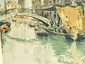 Hans Figura - Farb Radierung Aquatinta auf Seide Brücke in Venedig 50er Jahre handsigniert kopen? Bied vanaf 220!