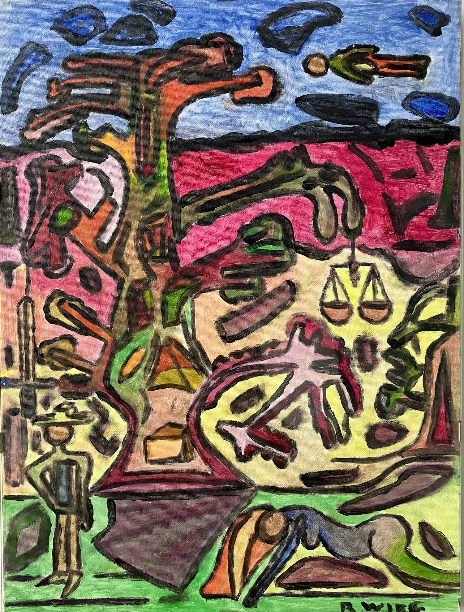 Rogi Wieg - Acryl schilderij op canvasboard - Gesigneerd kopen? Bied vanaf 200!