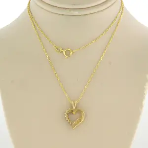 14k gouden collier met hanger met diamant 0.10 ct - 45 cm kopen? Bied vanaf 175!
