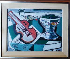 Hans Truijen - vissen en gitaar verkocht voor € 50!